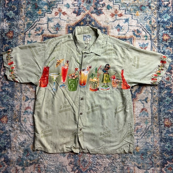 Vintage Big Dogs Five O’Clock Somewhere Button-up Shirt - Picture 1 of 4